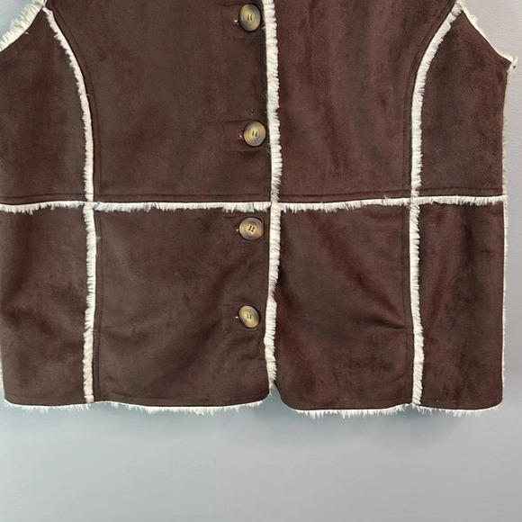 VINTAGE Northern Reflections Faux Suede And Fur Patchwork Vest Western Cowgirl L - Picture 4 of 9